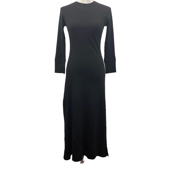 Theory Rib Florence Wool Sweater Black Maxi Dress - Picture 5 of 14